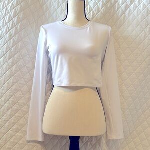 Alosoft crop finesse long sleeve, white, medium